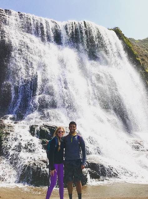 Chelsey and Dan in front of Alamere Falls which is one of the best hikes in San Francisco. 