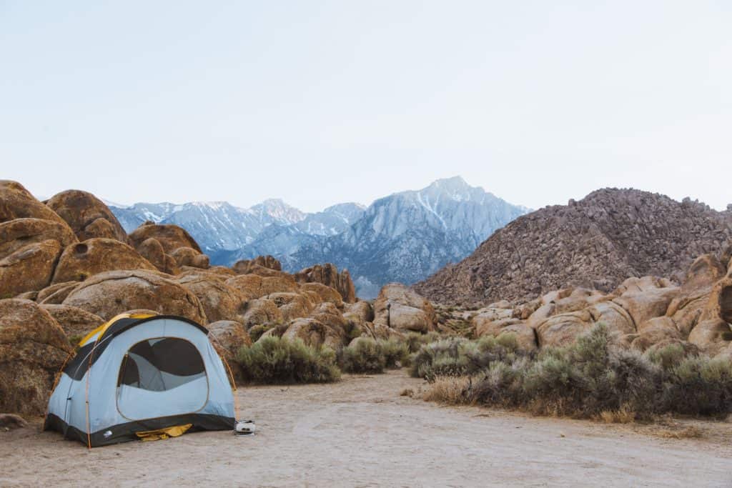 Tent camping when backpacking 
