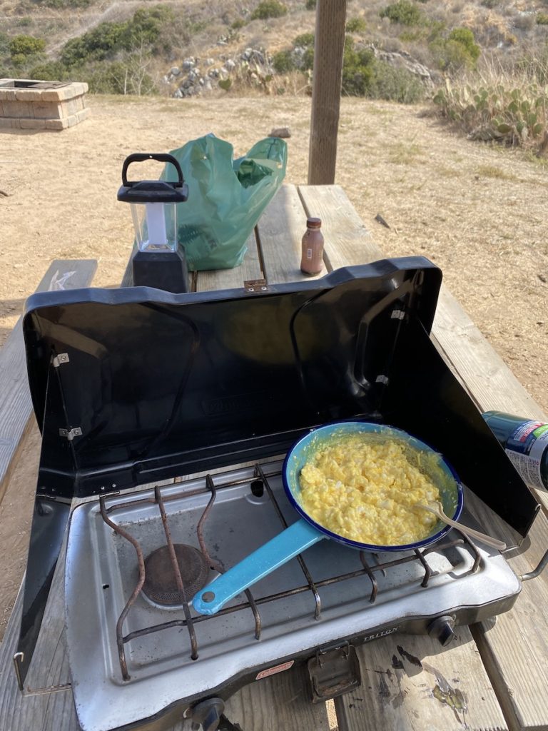 Scrambled eggs at the campground in Two Harbors on Catalina Island 